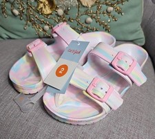 NEW Girls Multi-Colored Easy-On Ade Footbed Sandals Cat Jack Size 2