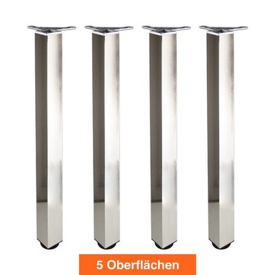 Quadratische Tischbeine Set 4x Stahl 60x60mm stabil höhenverstellb. viele Farben