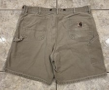 VTG Mens 42 Carhartt Shorts Duck Canvas B25 DES Carpenter 8" Inseam Distressed