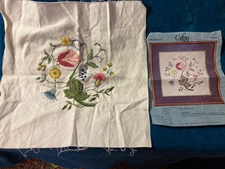 Vintage Floral Jacobean, Picture or Pillow Crewel by Cathy #106 NEW, COMPLETED