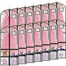 14 Pcs Garment Bags for Dance Costumes Clear PVC with Zippers 24 x 50 Inch Su...