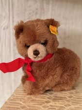 Steiff Teddy Bear 6 Brown Red Ribbon Knopf im Ohr Tag 2910/15 W Germany