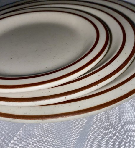 Buffalo China Restaurant Ware 3pc Plate Setting Brown Stripe Speckled - Picture 2 of 14