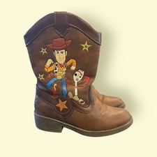 Disney Toy Story 4 Cowboy Boots Woody Forky Brown Zip Up Toddler Size 8