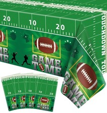 4 Pack Football Tablecloth PE Birthday Table 220cmx130cm, Green