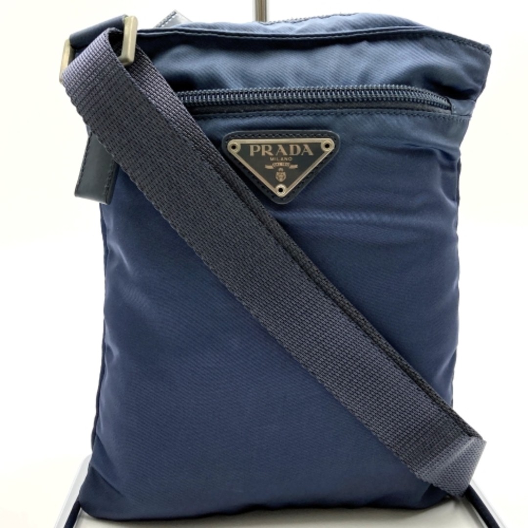 PRADA B7792 Tessuto shoulder bag triangular plate gray blue nylon women s Used thumbnail 3