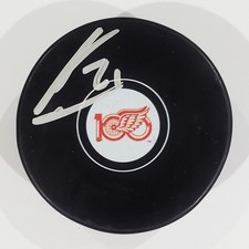 JAMES VAN RIEMSDYK SIGNED DETROIT RED WINGS 100TH HOCKEY PUCK NHL W/LOA