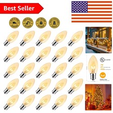 25 Pack C9 Clear Incandescent Light Bulbs 7 Watt E17 Base - Holiday Essential