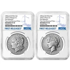 2pc Set - 2025-S Reverse Proof $1 Morgan and Peace Silver Dollar NGC PF70 FR