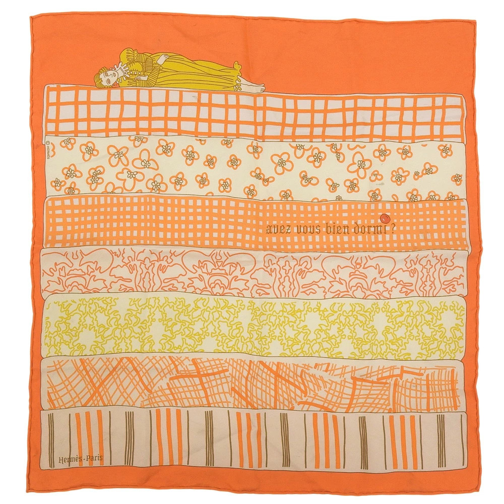 New Used Hermes Petit Carre 40 Avez-Vous Bien Dormi Did You Sleep Well Silk Sca