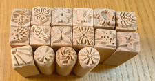 16 Wood Clay Stamps Texture Blocks Pottery Embossing Floral Leaf Animal Designs