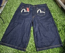 NWT Evisu Jean Shorts Multipocket Denim Men's Size 38 Hand Painted 400 MSRP