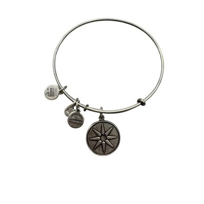 Alex and Ani Sun Starburst Charm Bangle Bracelet Rafaelian Silver Finish