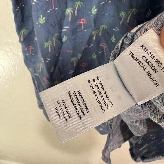 Rails Shirt Mens XL Blue Tropical Beach Carson Palm Tree Linen Button Up Casual - Image 4 of 4