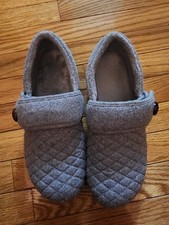 Vionic Jackie Orthotic Support Gray Quilted Slip-On Comfort Slippers/Shoes EUC