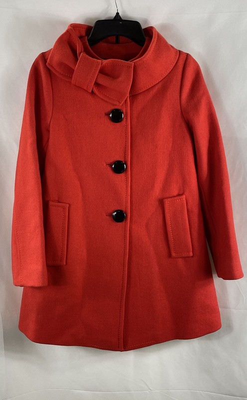 Kate Spade Florence Broadhurst Women's Red Wool Bow Neck Coat Sz 0