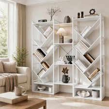 70" Tall Triple 6 Tier Book Shelf Large Bookshelf W/ 24 Open Display Shelves