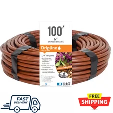 Drip Emitter Tubing Dripline with 6-Inch Spacin (100' ft Roll) USA Made 1/4-Inch