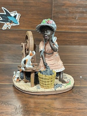 African American Figurine Little Farmers  Oops  Girl w/ Cats & Yarn Used #/5000