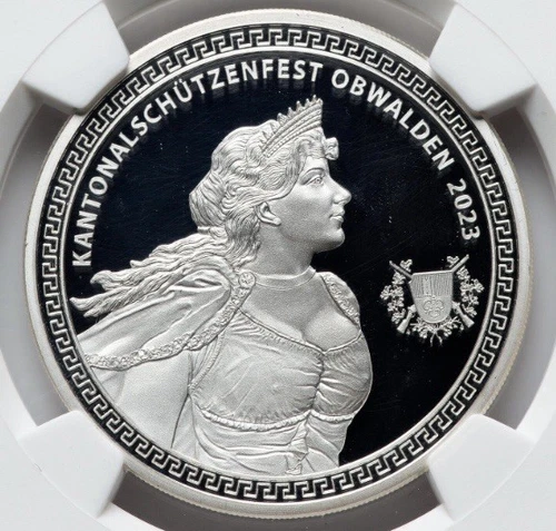 Switzerland 2023 NGC PR68, Swiss Obwalden Shooting Festival Hab-116a, 1 Oz Coin