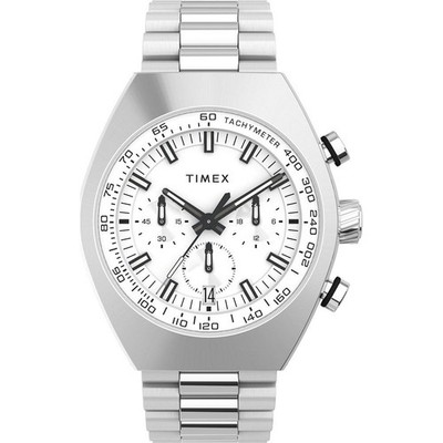 Timex Men's Legacy Tonneau Chrono Watch 42MM Case Stainless Steel Silver Dial