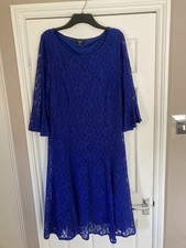 Joanna Hope Lace Evening Dress Size 24 Cobalt Blue  polyester/elastane vgc