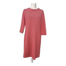 Boden Red White Honeycomb Textured Knit Shift Dress Retro NWT Womens US 10R
