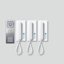 Siedle Audio Türsprechanlage Set 3 Innenstationen Edelstahl Aufputz Weiß