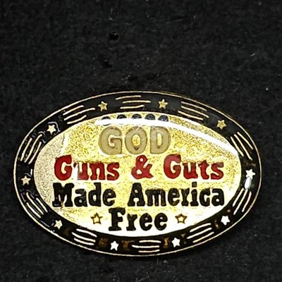 God Guns Guts Made America Free Patriotic Tie Tack Hat Coat Lapel Pin Back
