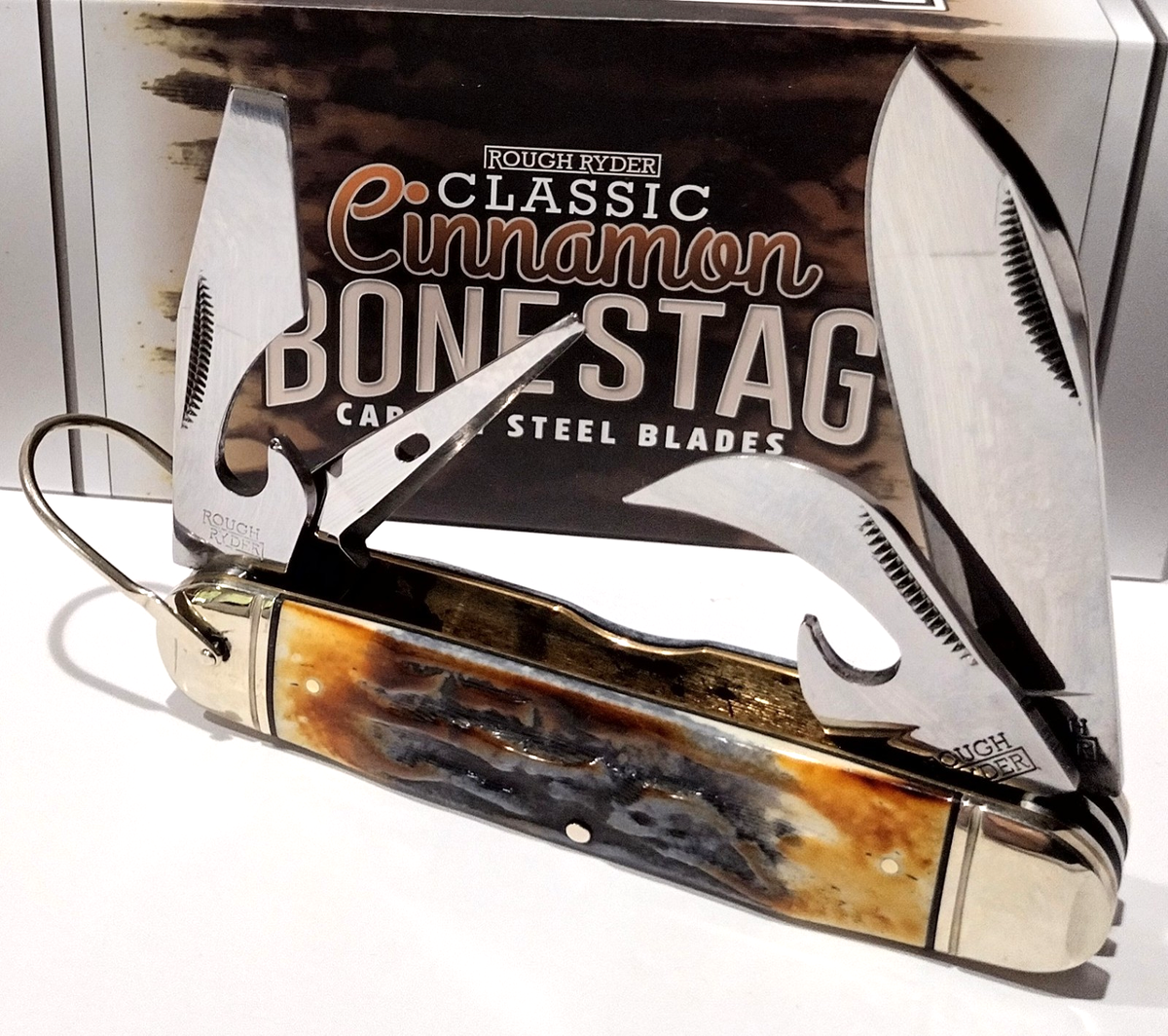 Rough Rider Scout Kamp King Cinnamon Stag Bone 4 Blade Pocket