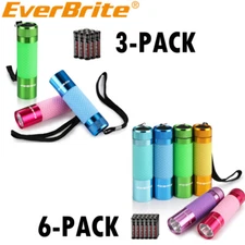 EverBrite 3Pack/6Pack/9Pack Mini LED Aluminum Flashlight Glow IN Dark Flashlight