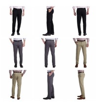 NWT Haggar Premium No Iron Straight Fit Flat Front Stretch Pant 32x32 Black Gray