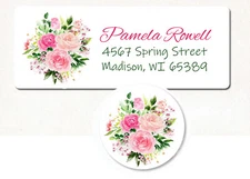 30 Personalized Return Address Labels +Envelope Seals SET - Stunning Florals