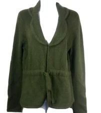 Cozy Kenar Green Cardigan Sweater Women Medium Angora Lambswool Soft Warm Granny