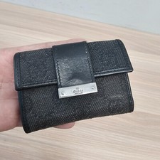 Vintage Gucci Key Holder Case Black Leather GG Canvas Monogram Logo Y2K ITALY