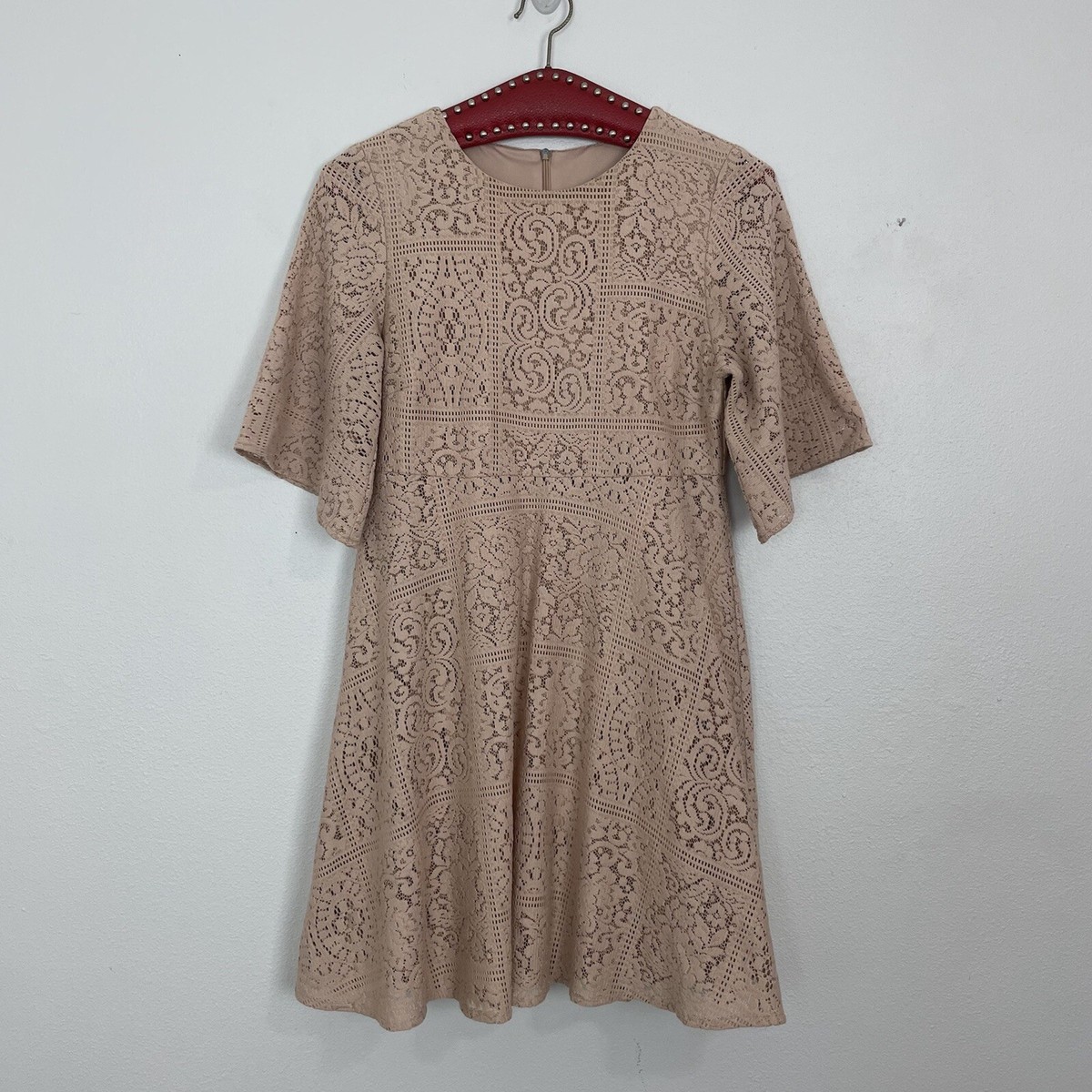 Womens Zara Basic Lace Dress | Beige | Size Small Womens Zara Basic Lace Dress | Beige | Size Small