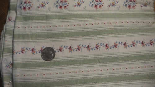 TESSUTO vintage cotone TICKING rosa a righe floreali, verde, larghezza 1 yd/32"