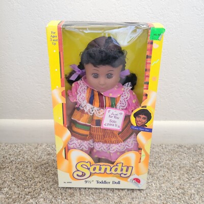 Olmec Sandy 9 1/2 Toddler Doll Soft Stuffed Body Vinyl Head, Arms &Legs Open Box