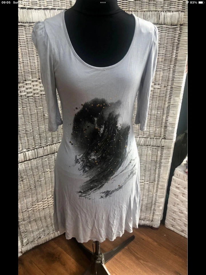 New With Tags, Flared grey dress size 12 3/4 sleeves Evie collection  - Image 2 of 4