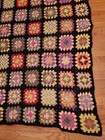 Hand crochet granny square blanket afghan throw 41x64 Black trim 96 squares — photo 3