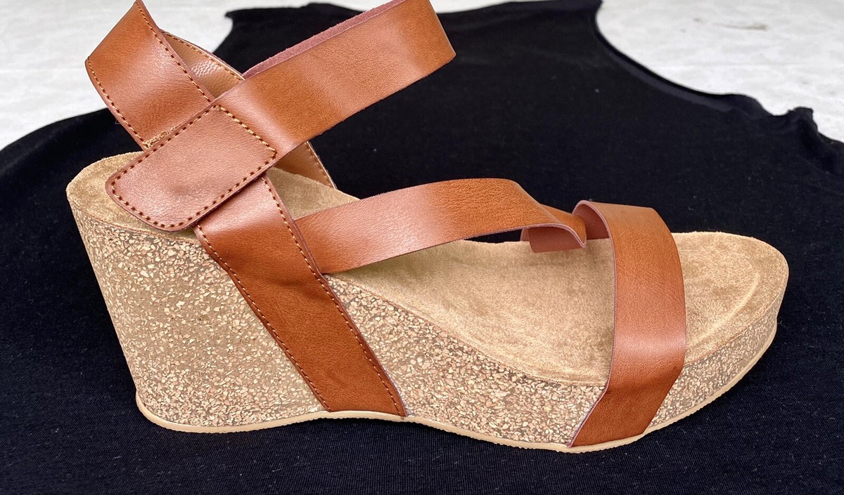 Oli Jolimall Womens Brown Open Toe Ankle Snap Block Platform Heels