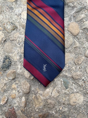 Vintage 1980's Yves Saint Laurent Neckties Lot of 2 Patterned Silk - Picture 8 of 10