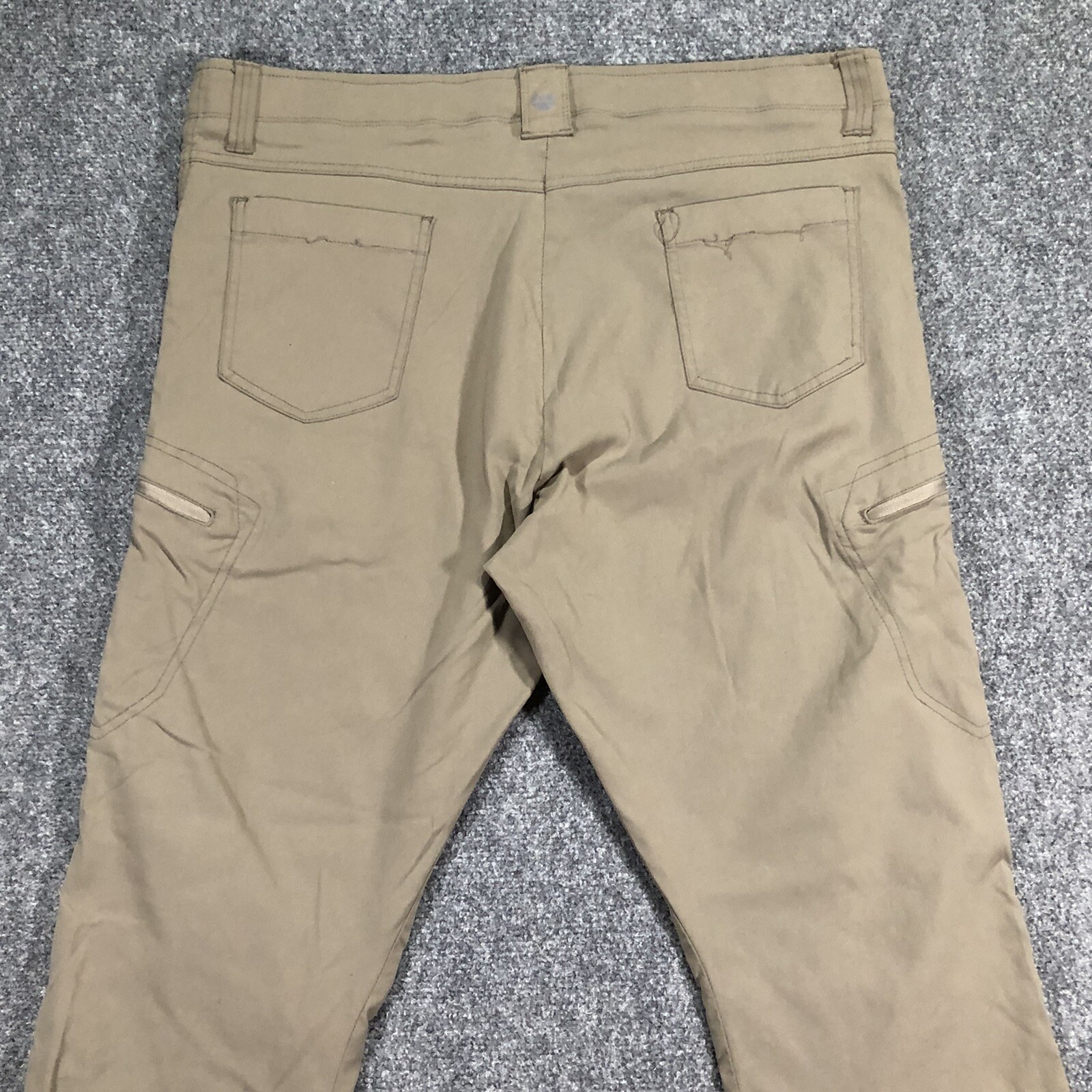 Wrangler Outdoor Tan Khaki Nylon Stretch Zip Cargo Hiking Pants Mens