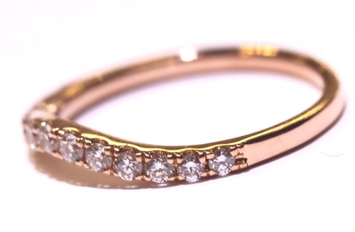 14k Rose Gold .39ct SI1 G contour curved diamond wedding band ring 1.9g SZ 7.25 - Imagen 3 de 8