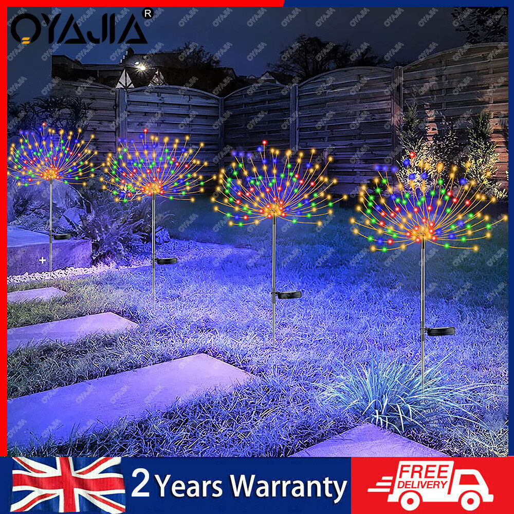 DIY Outdoor Garden UK Lamp 180LED Solar Firework Solar Powered Light