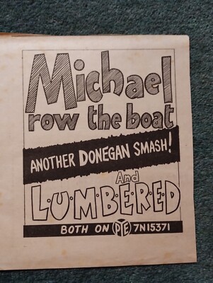 Di37 Ephemera 1962 Pop Werbung Lonnie Donegan Michael Row The Boat
