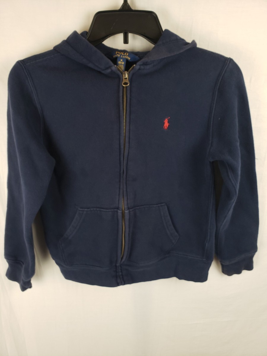 Polo Ralph Lauren ジャケット M (10-12) POLO RALPH LAUREN Boys Sz M 10-12 Blue Zippered Hooded Wind