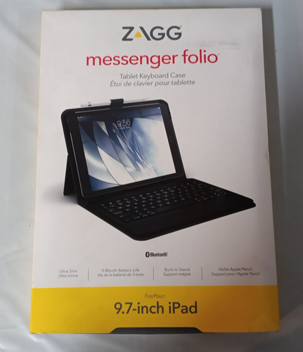 Zagg Messenger Folio Tablet Keyboard Case For 9.7 in iPad