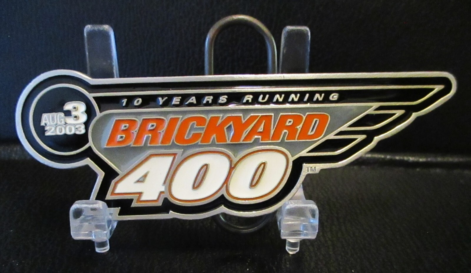 2003 NASCAR Brickyard 400 Indianapolis Speedway Champion Belt Buckle