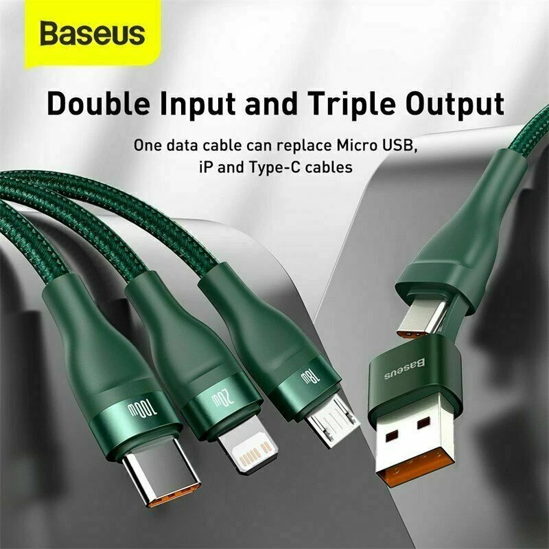 Baseus 100W 3 in 1 USB C Fast Charger Cable For iPhone 15 Huawei Xiaomi Samsung - Image 4 of 4